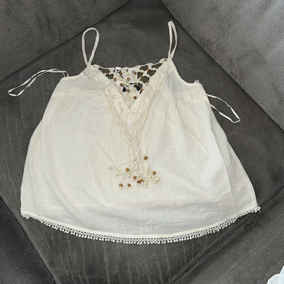 ZARA | Ecru | BEADED COTTON TOP - Picture 12 of 13